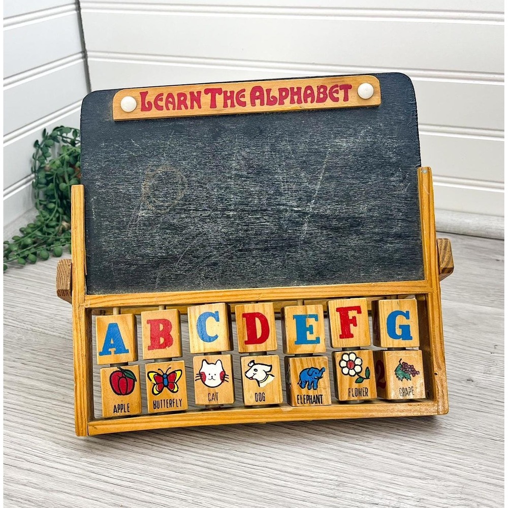 Vintage Alphabet Slate Chalkboard: Nurseryβ Decor with Wooden Blocks